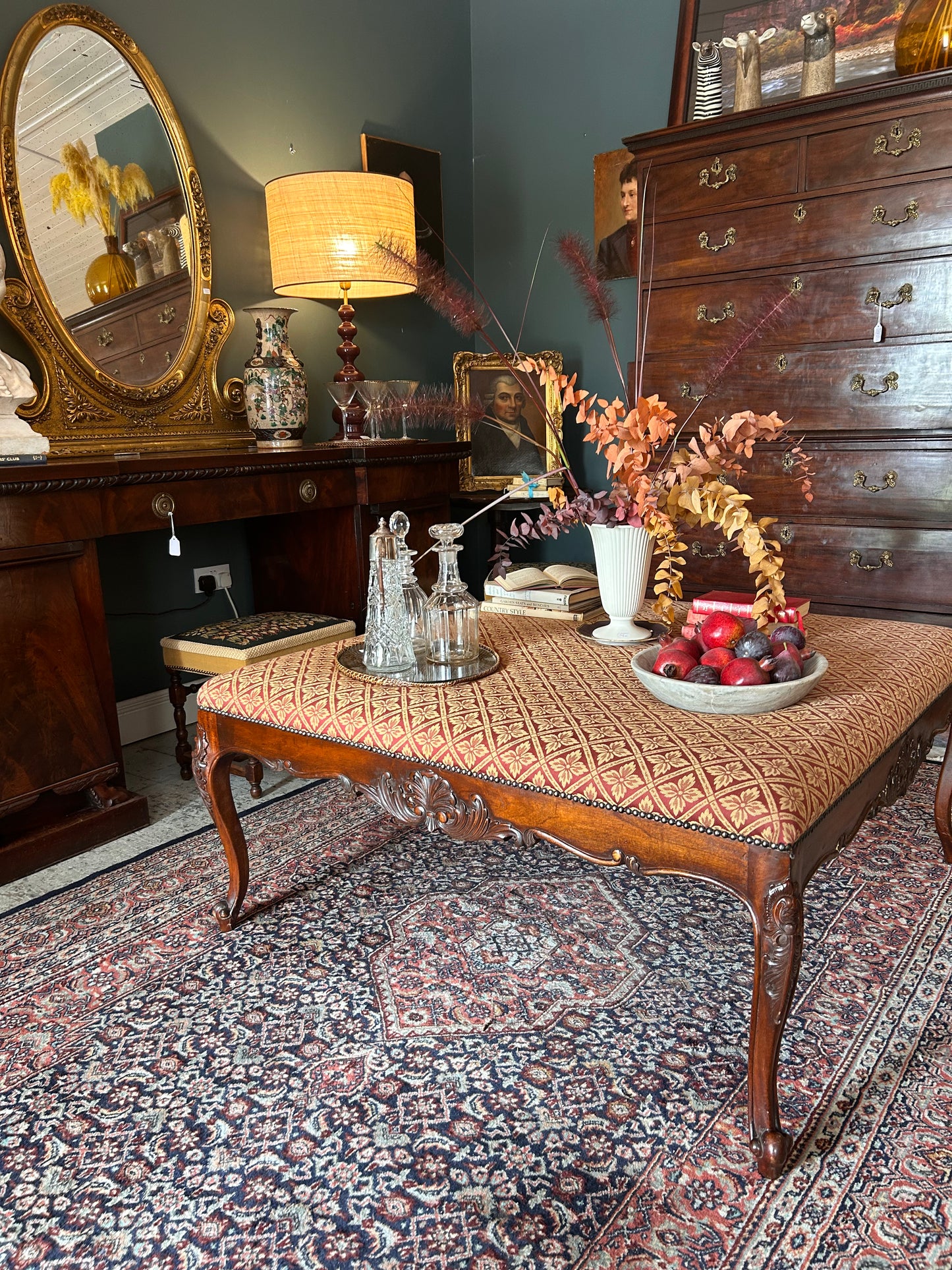Mahogany Framed Ottoman