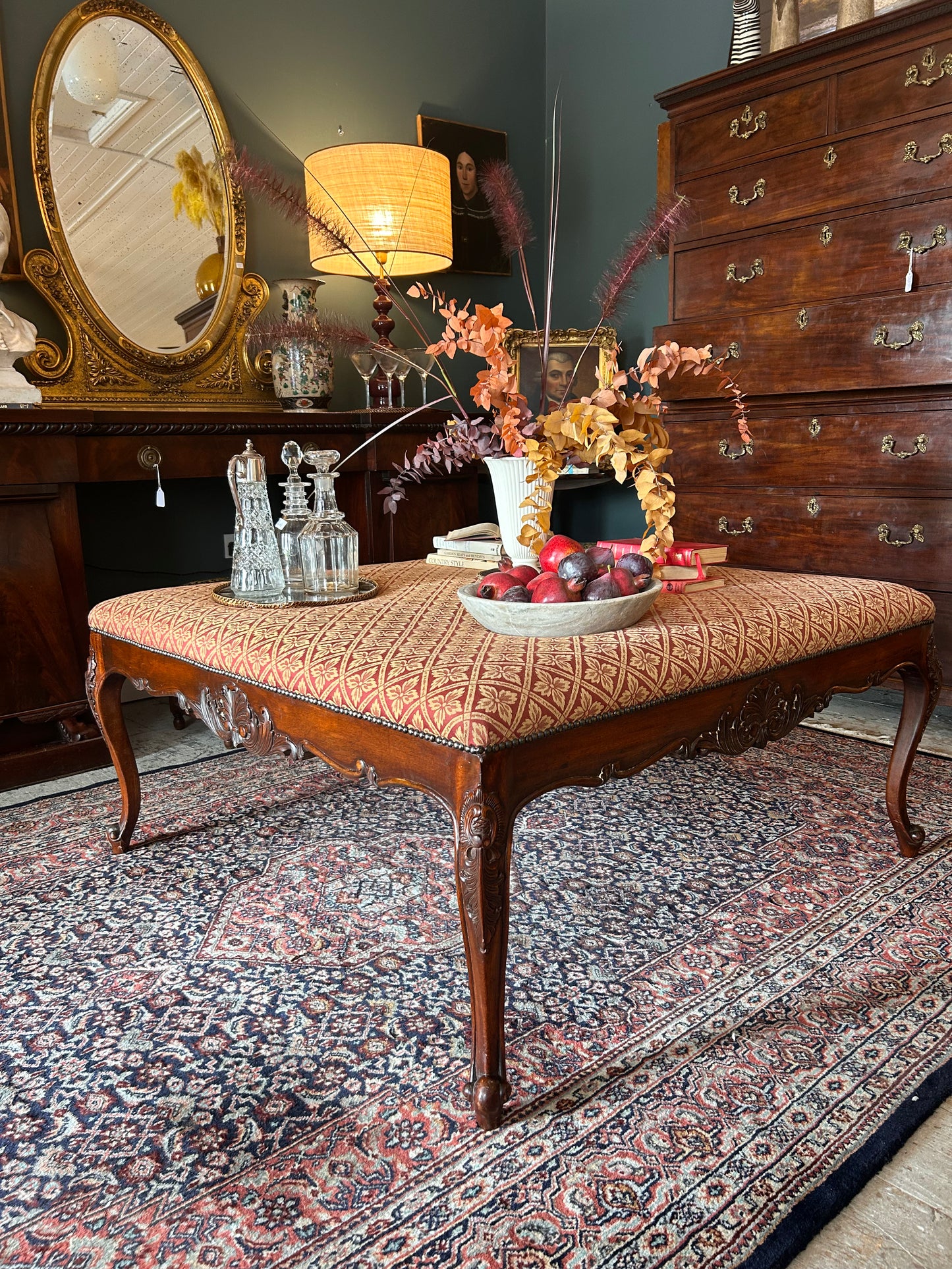Mahogany Framed Ottoman