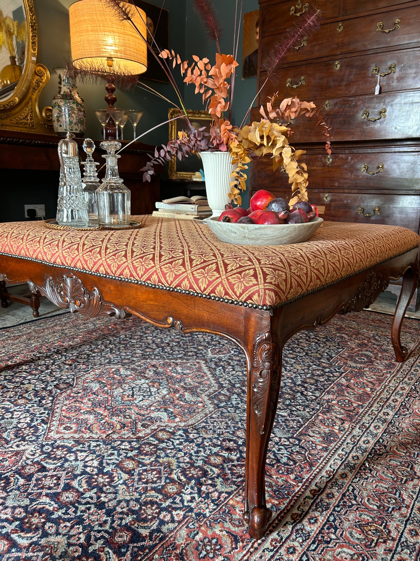 Mahogany Framed Ottoman