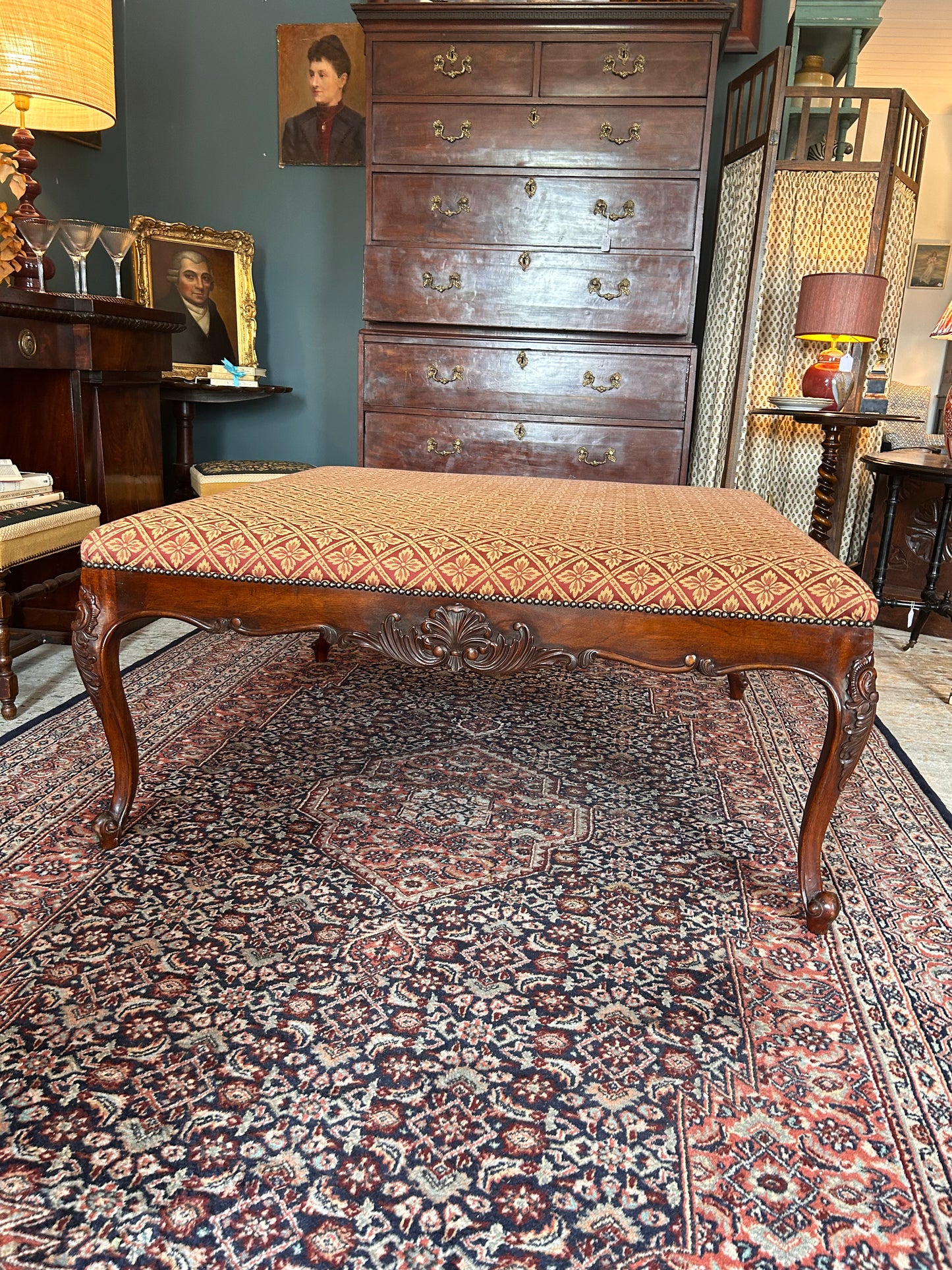 Mahogany Framed Ottoman