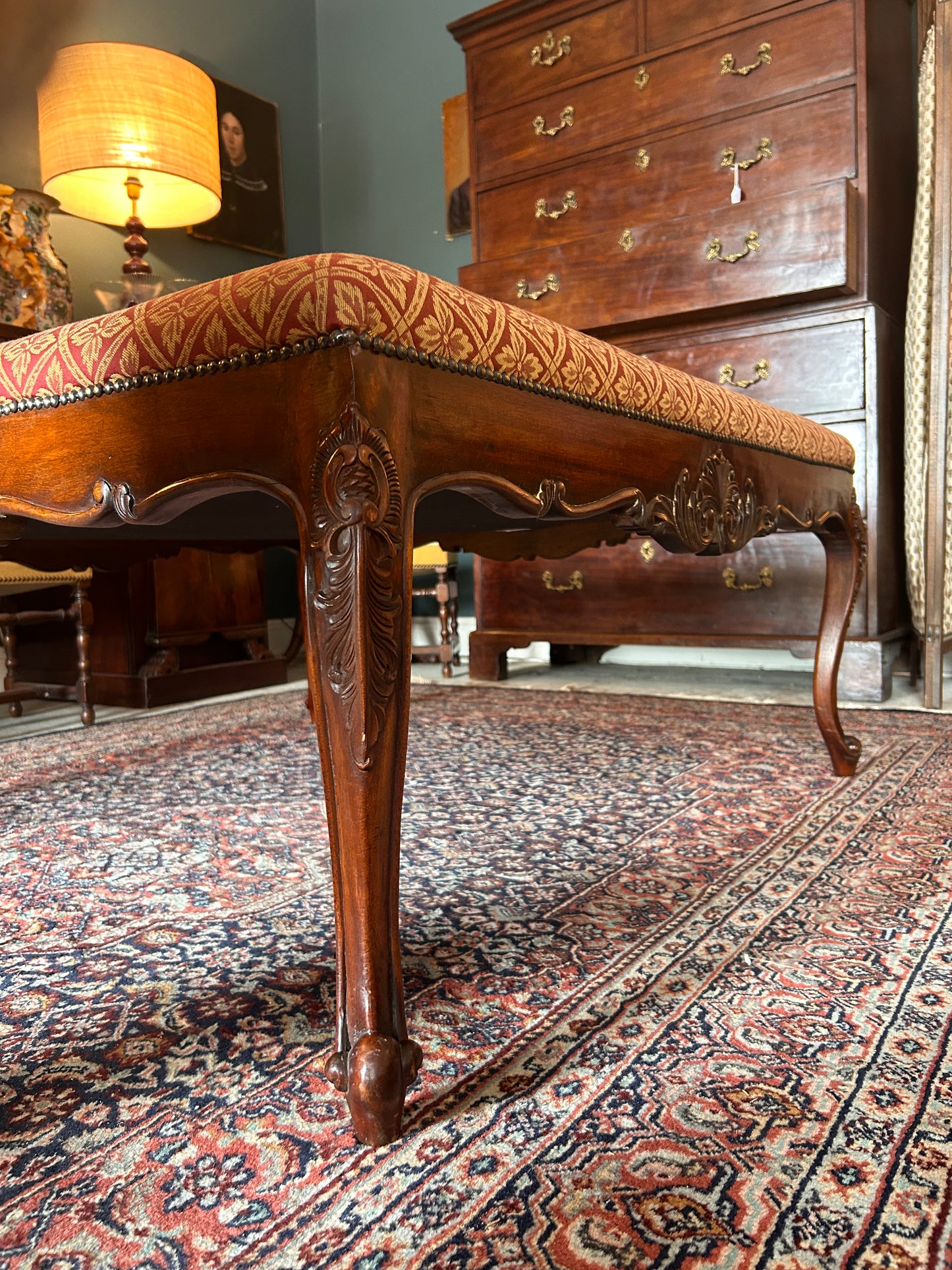 Mahogany Framed Ottoman