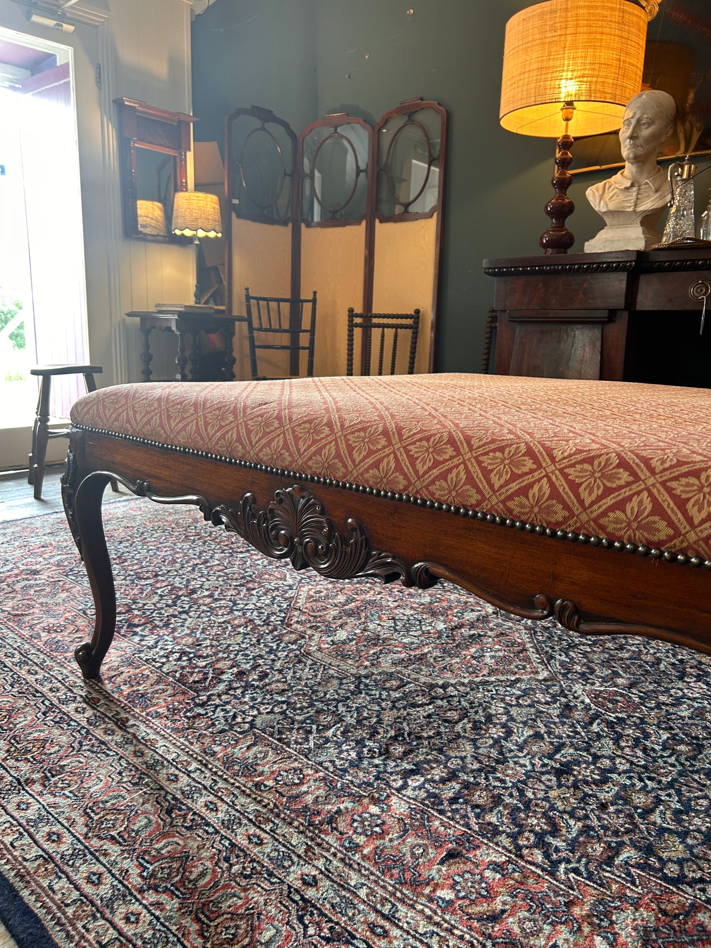 Mahogany Framed Ottoman