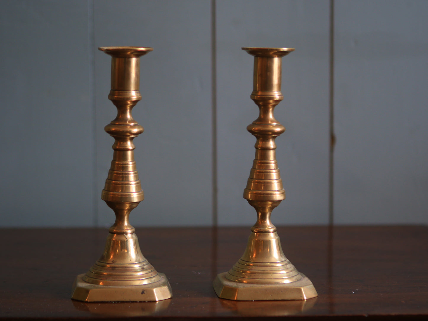 Edwardian Brass Plated Candle Sticks