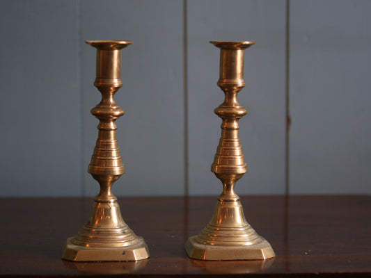 Edwardian Brass Plated Candle Sticks