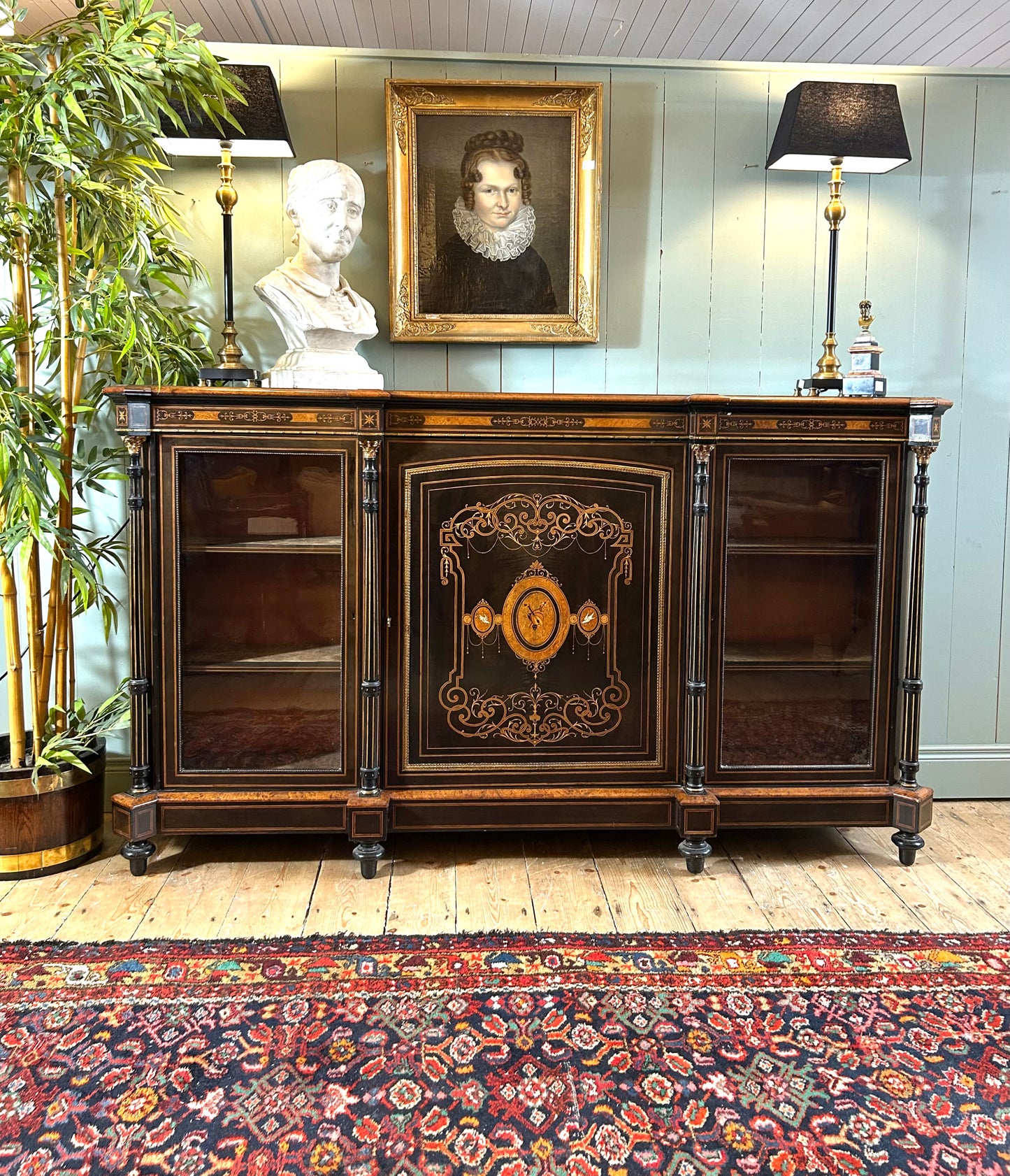 Victorian Ebonised and Inlaid Credenza