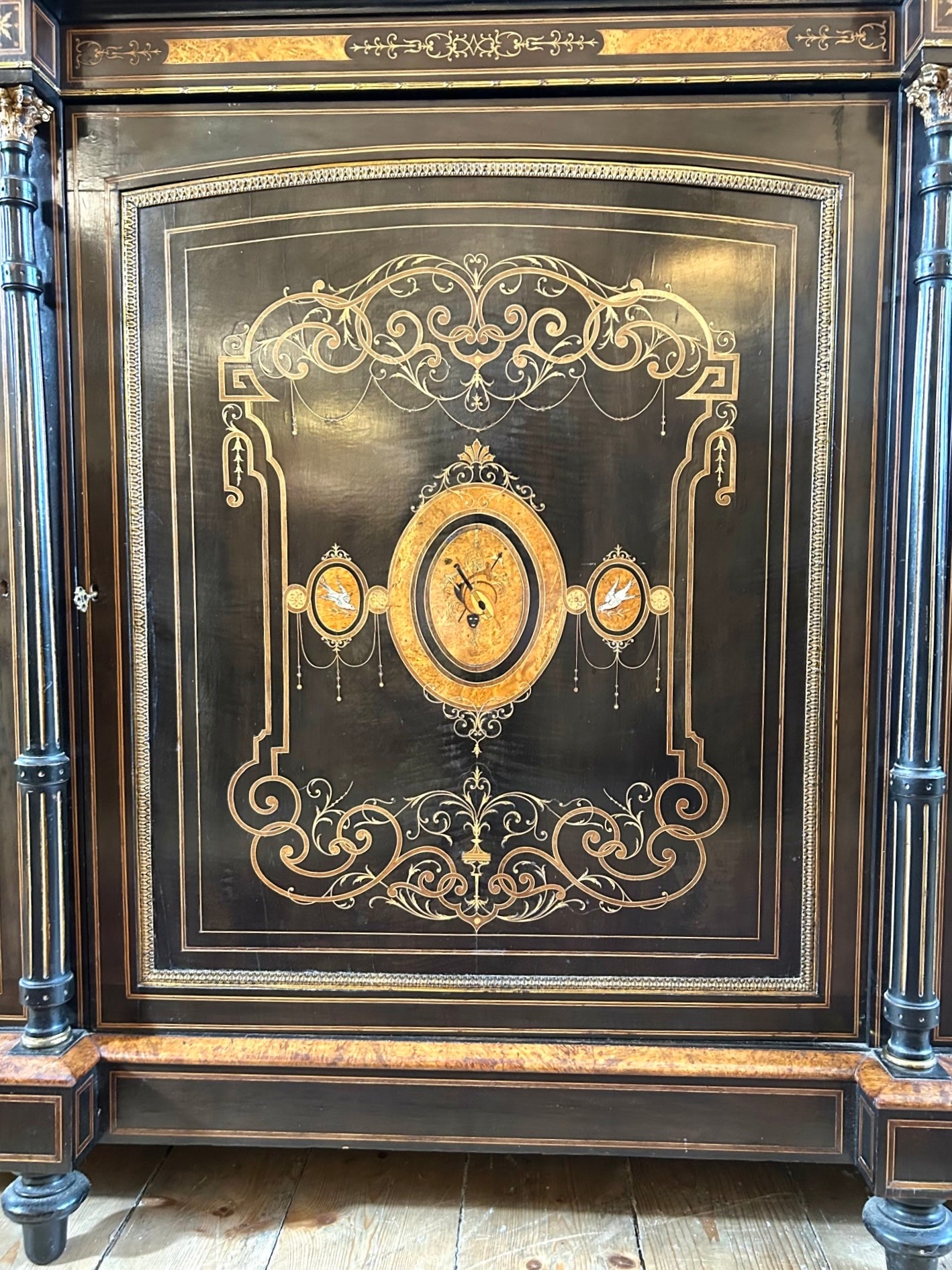 Victorian Ebonised and Inlaid Credenza