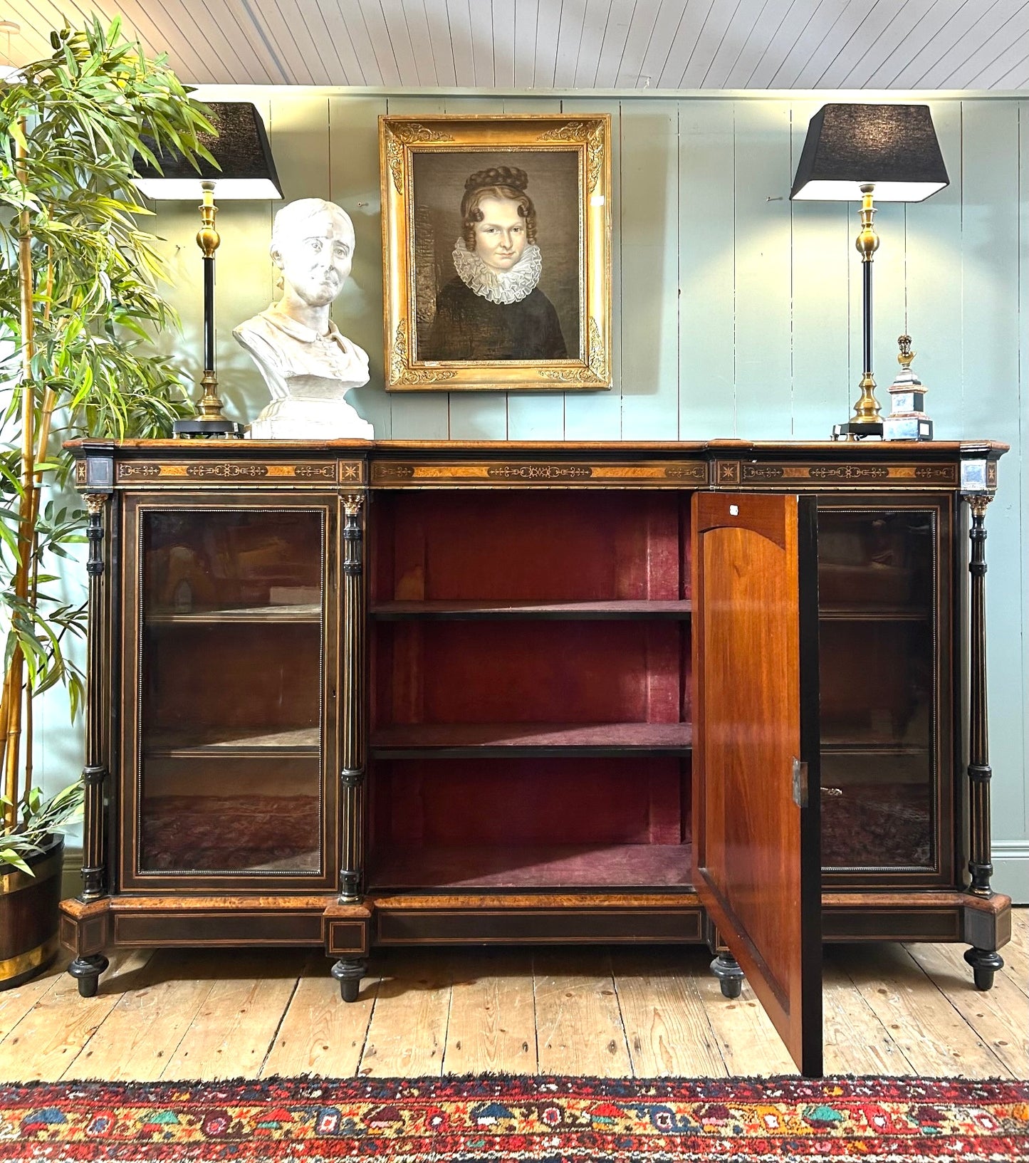 Victorian Ebonised and Inlaid Credenza