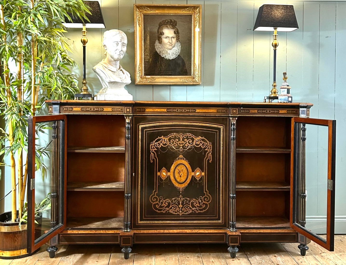 Victorian Ebonised and Inlaid Credenza
