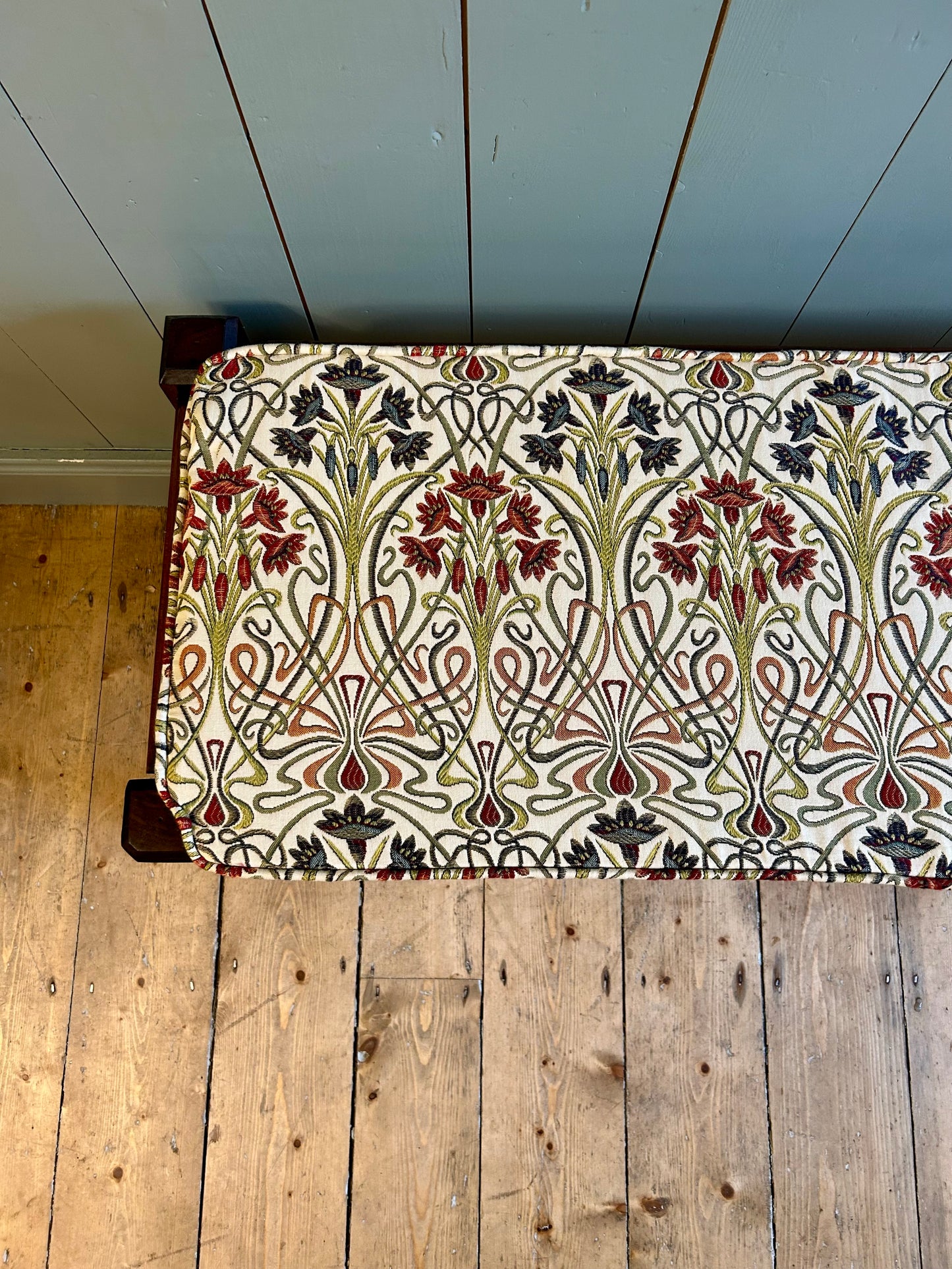 Mahogany Window Seat with William Morris Style Cushion