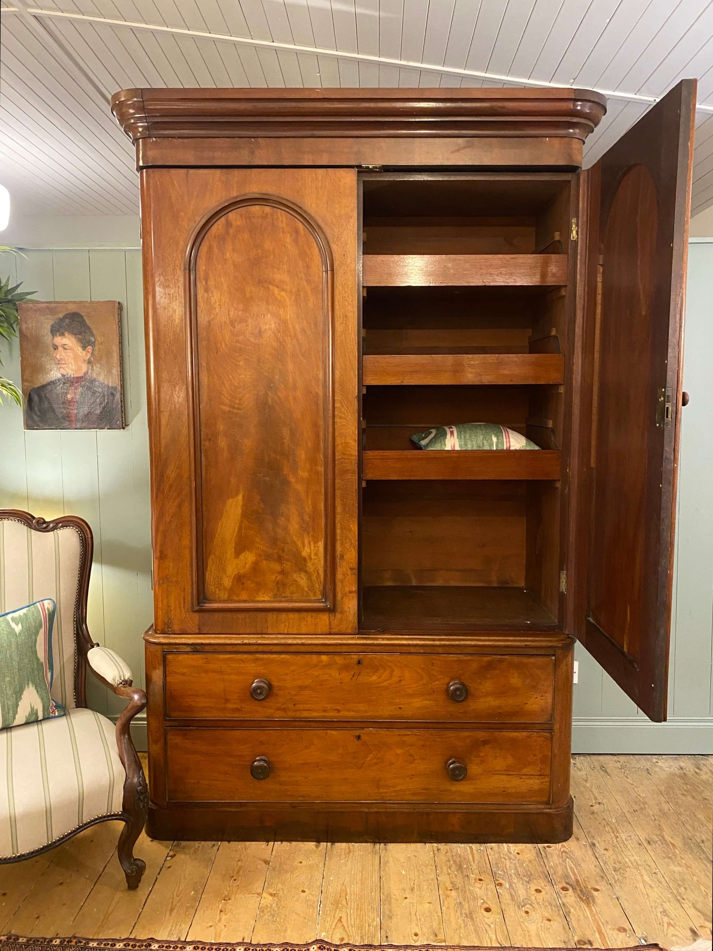 Victorian Flame Mahogany Linen Press