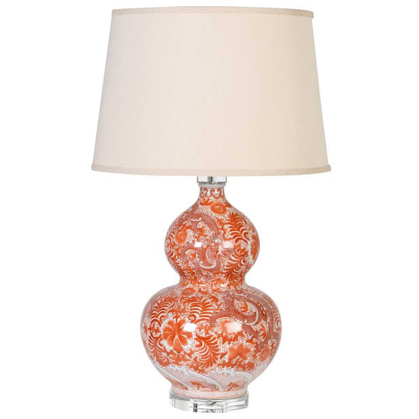 Orange & Ivory Double Gourd Ceramic Table Lamp