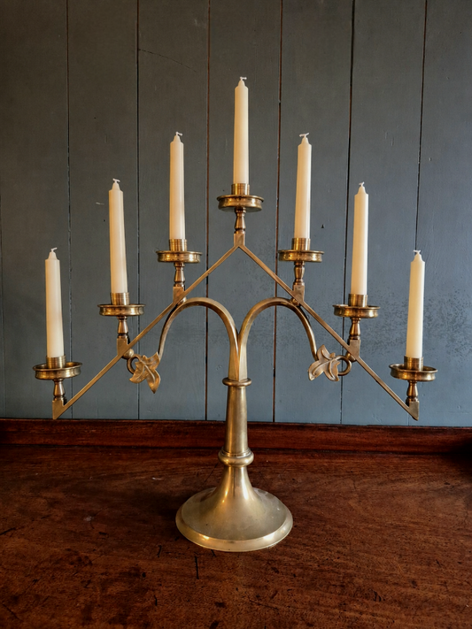 Jewish Hanukka Brass Candleabra
