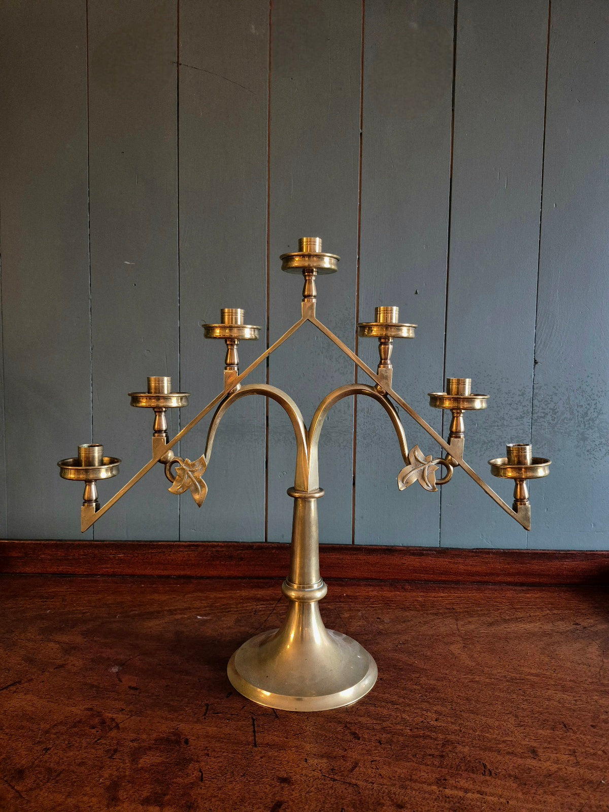 Jewish Hanukka Brass Candleabra