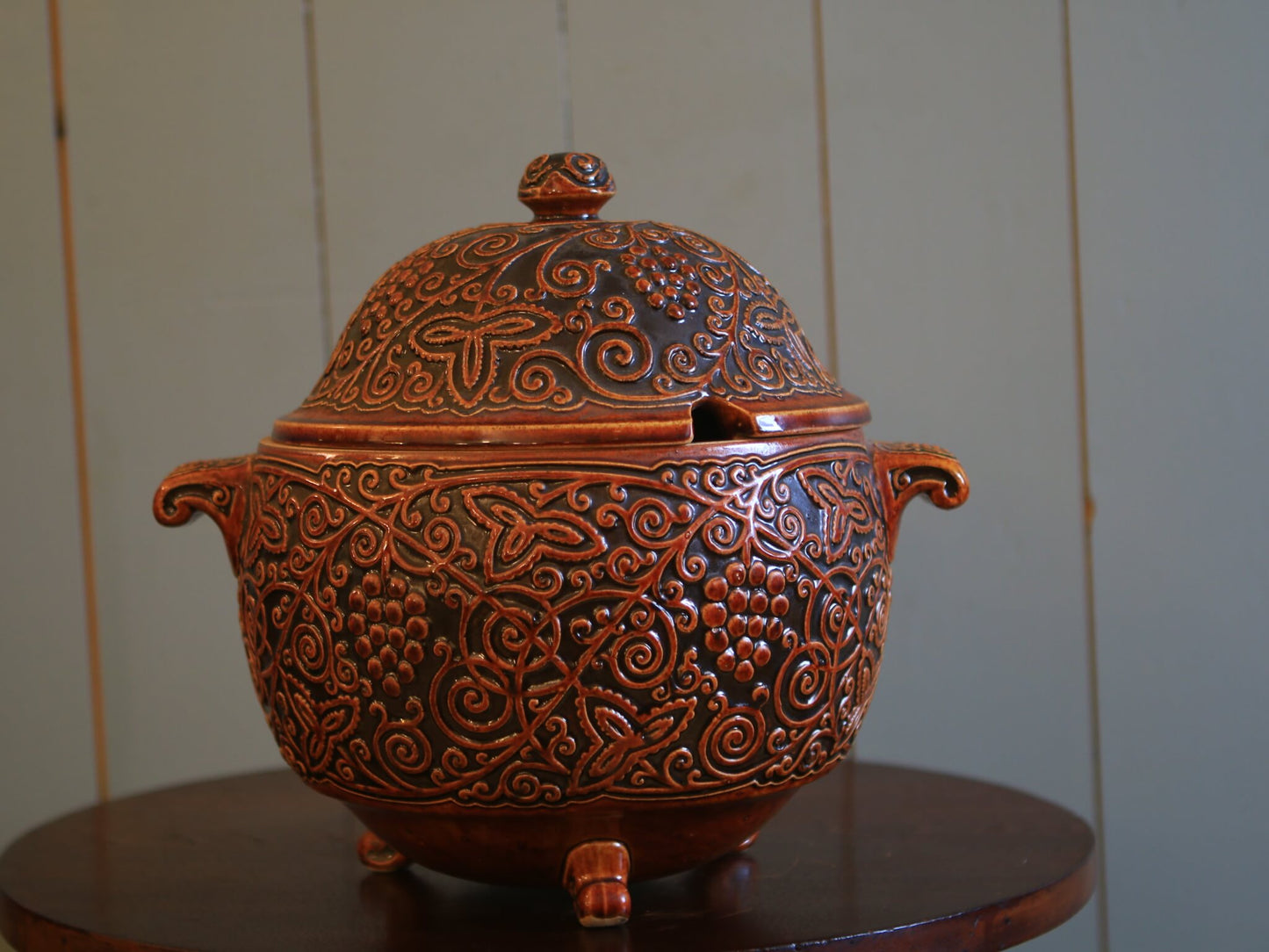 Large Vintage Brown Ceramic Tureen
