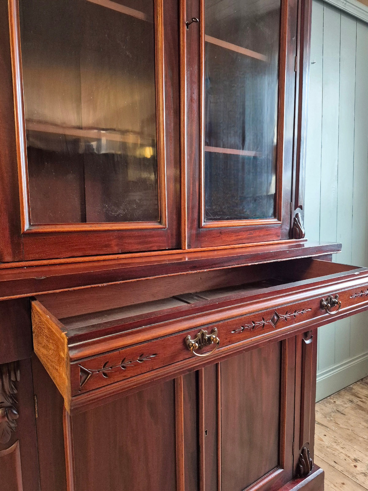 Late Victorian Mahogany Glazed Bookcase