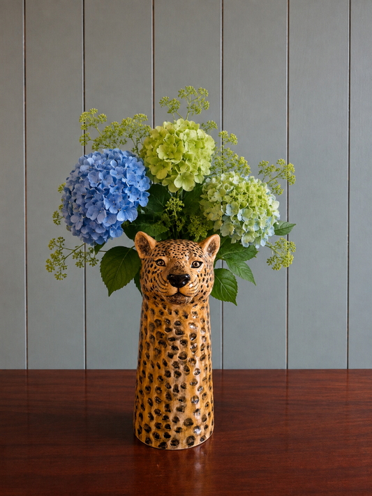 Hand Painted Leopard flower vase