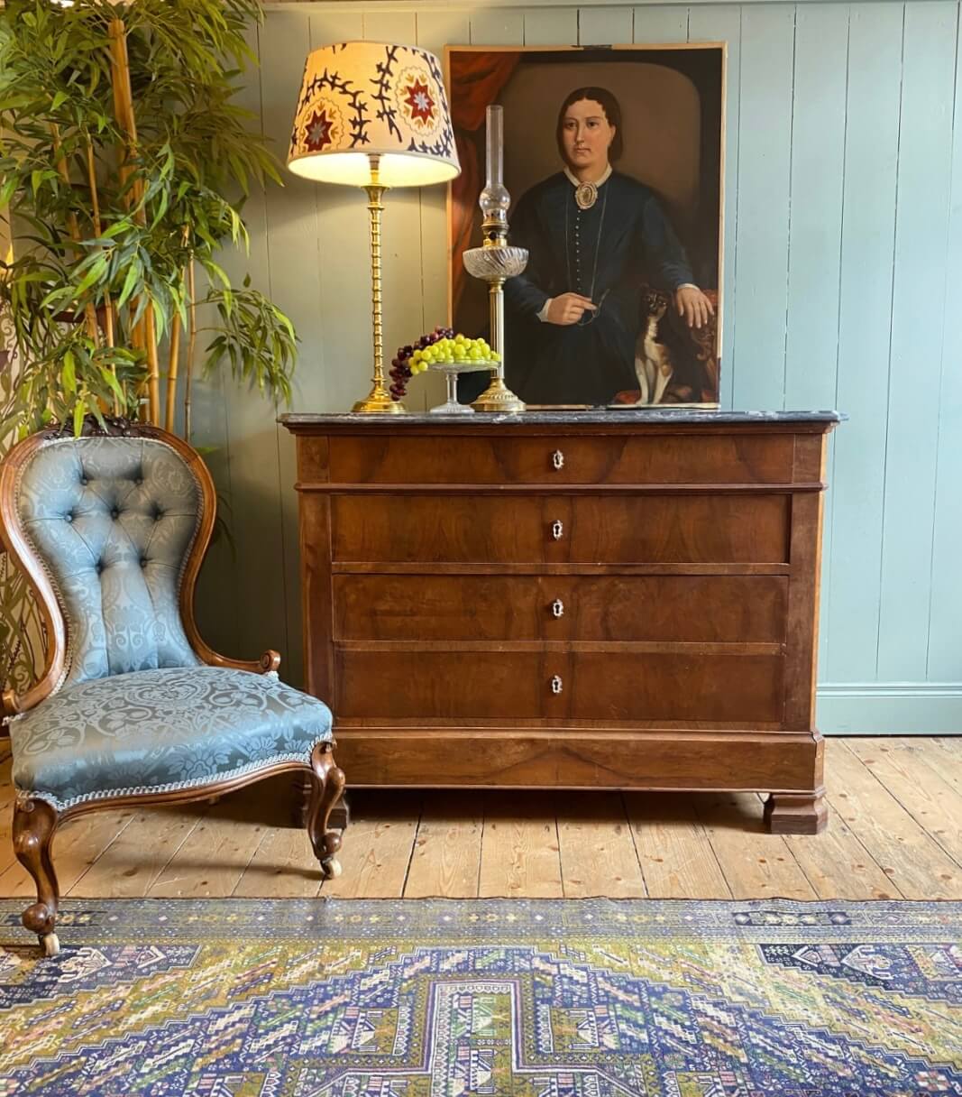Mid 19th C. Louis Philippe Marble Top Commode