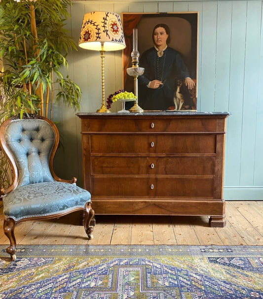 Mid 19th C. Louis Philippe Marble Top Commode