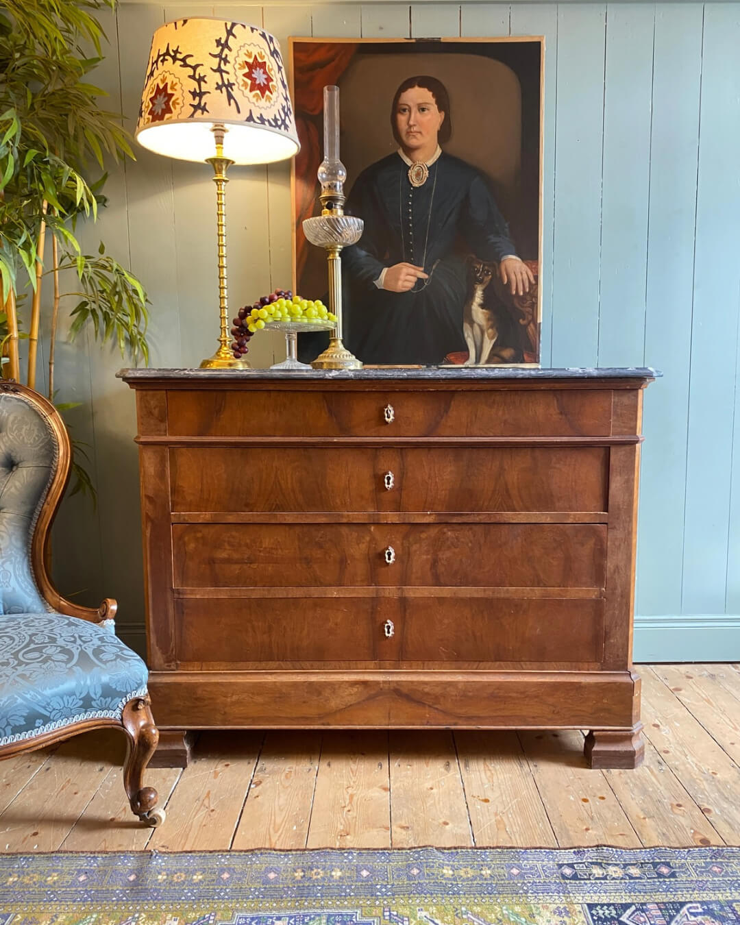 Mid 19th C. Louis Philippe Marble Top Commode