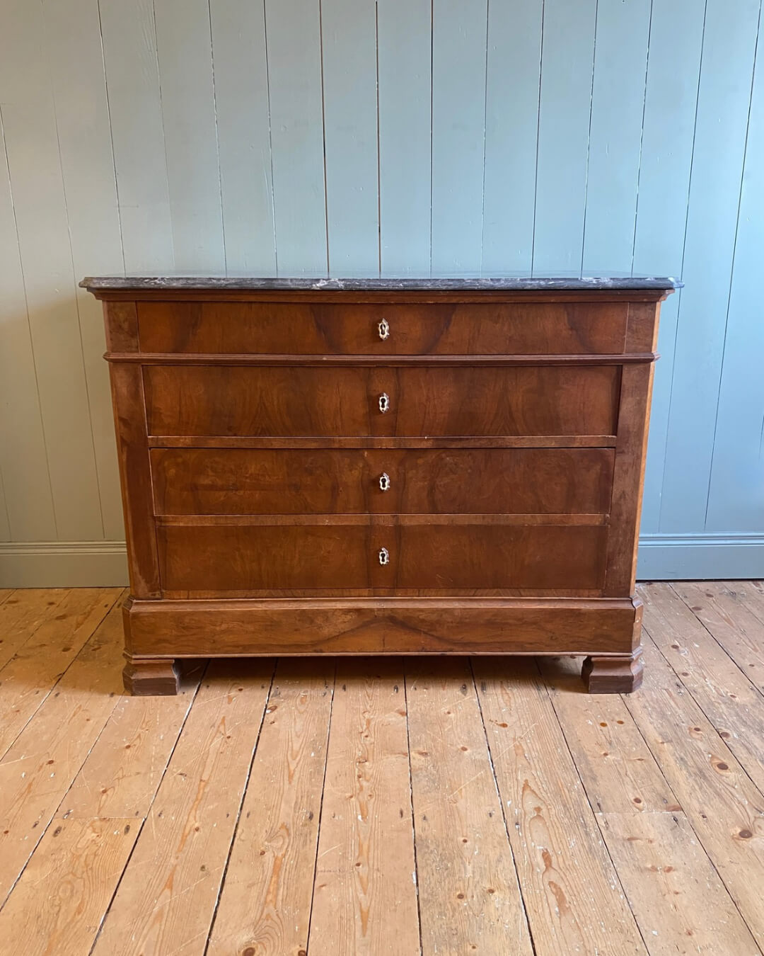Mid 19th C. Louis Philippe Marble Top Commode