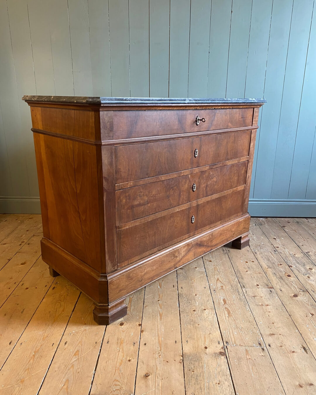 Mid 19th C. Louis Philippe Marble Top Commode