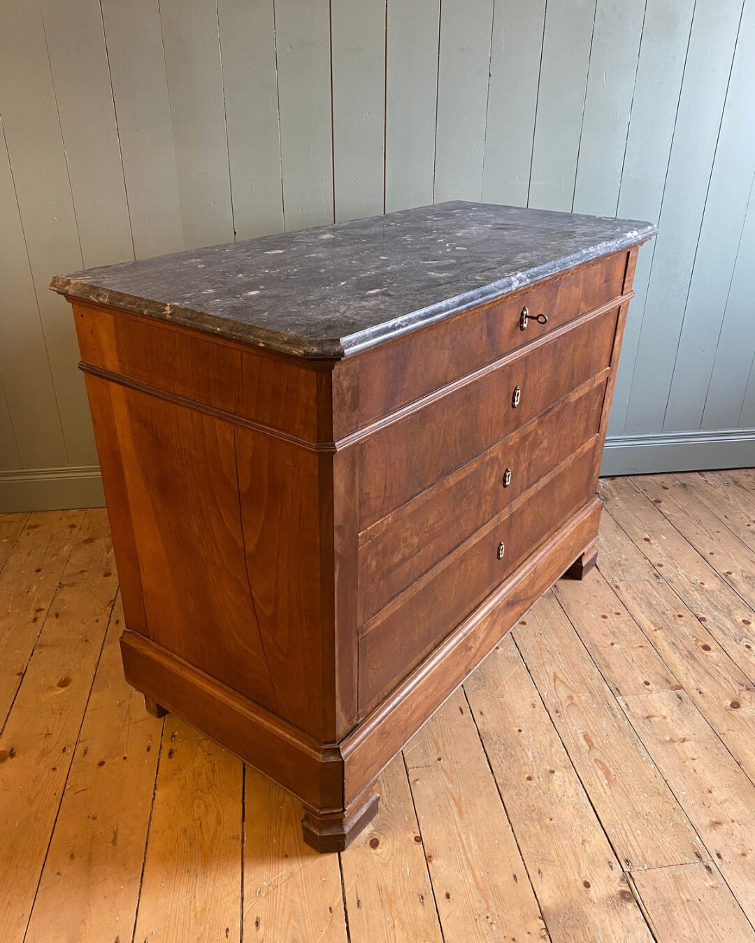 Mid 19th C. Louis Philippe Marble Top Commode