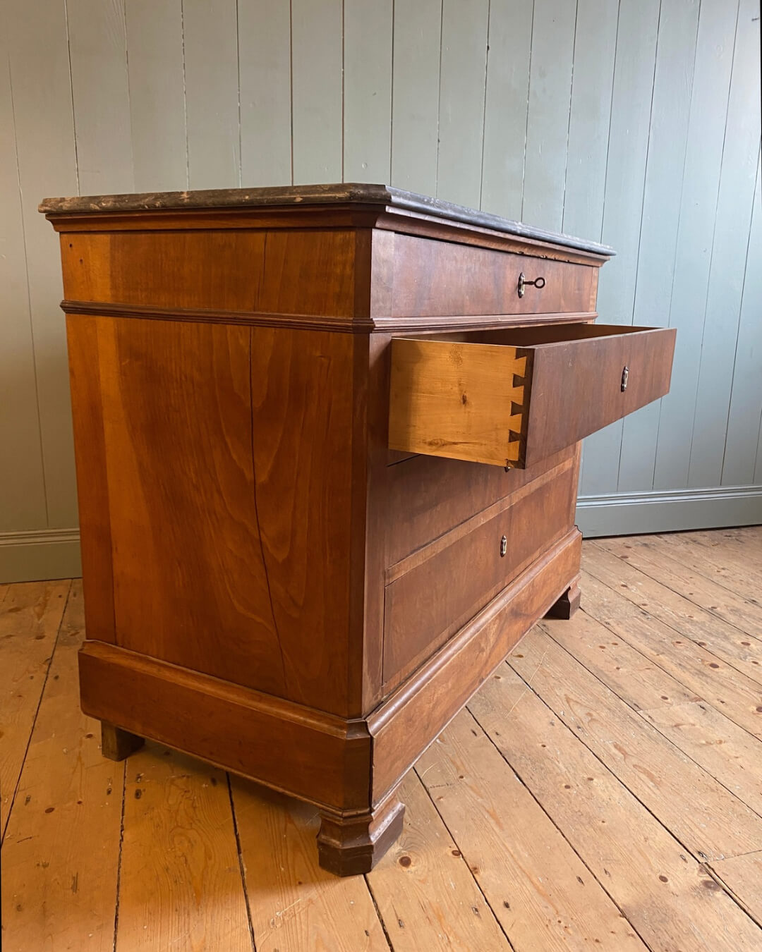 Mid 19th C. Louis Philippe Marble Top Commode