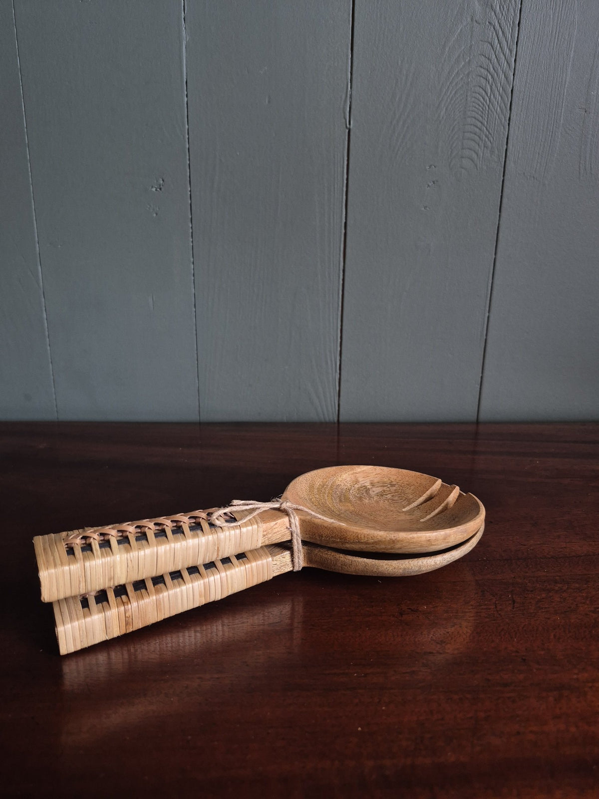 Mango Wood & Bamboo Serving Set of Two