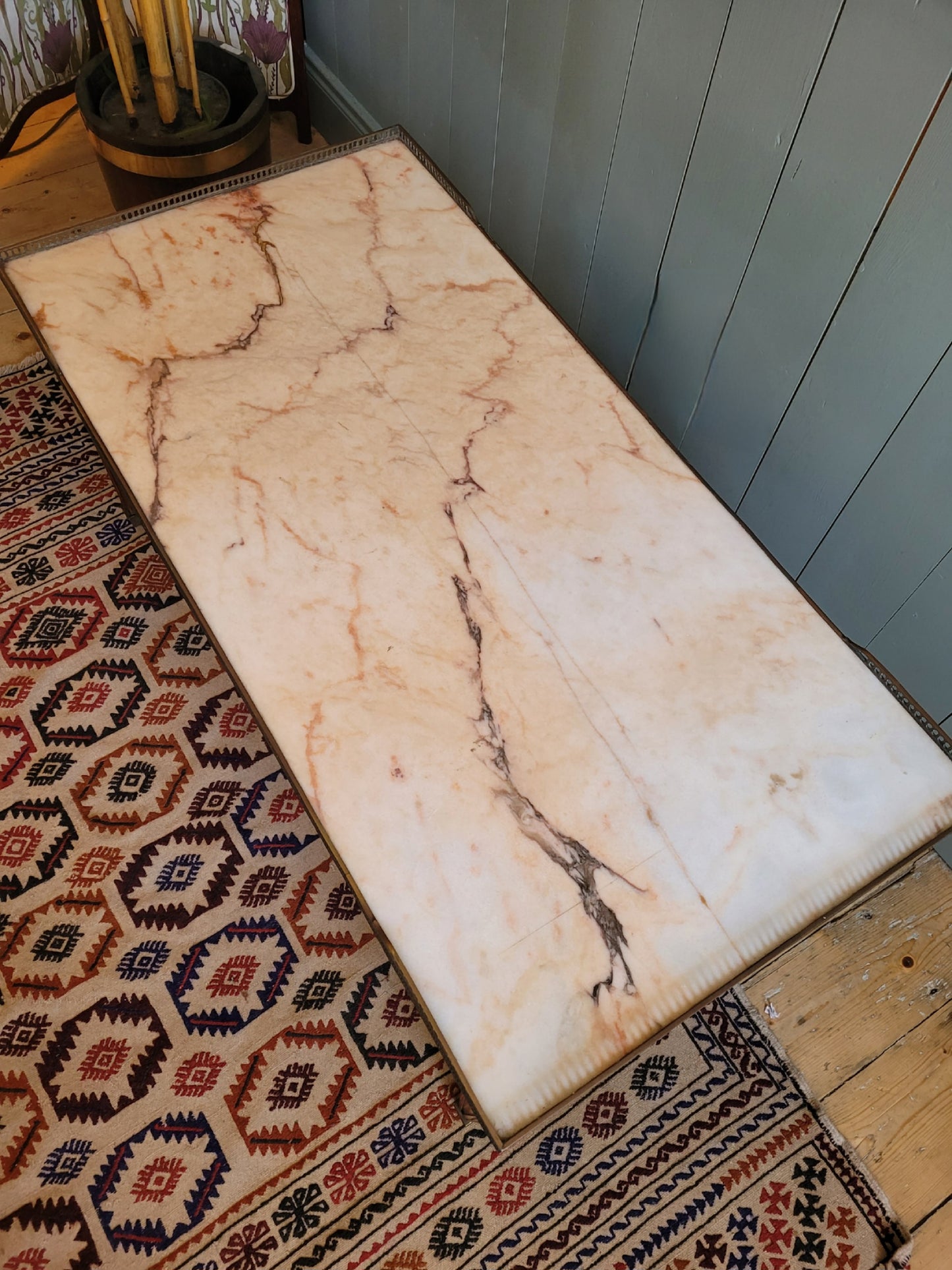 Marble and Mahogany Coffee Table