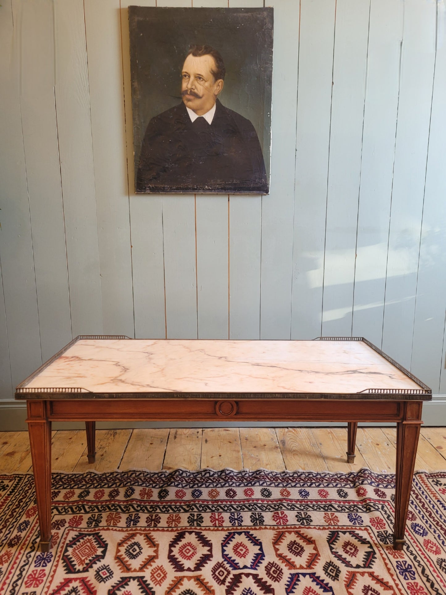 Marble and Mahogany Coffee Table