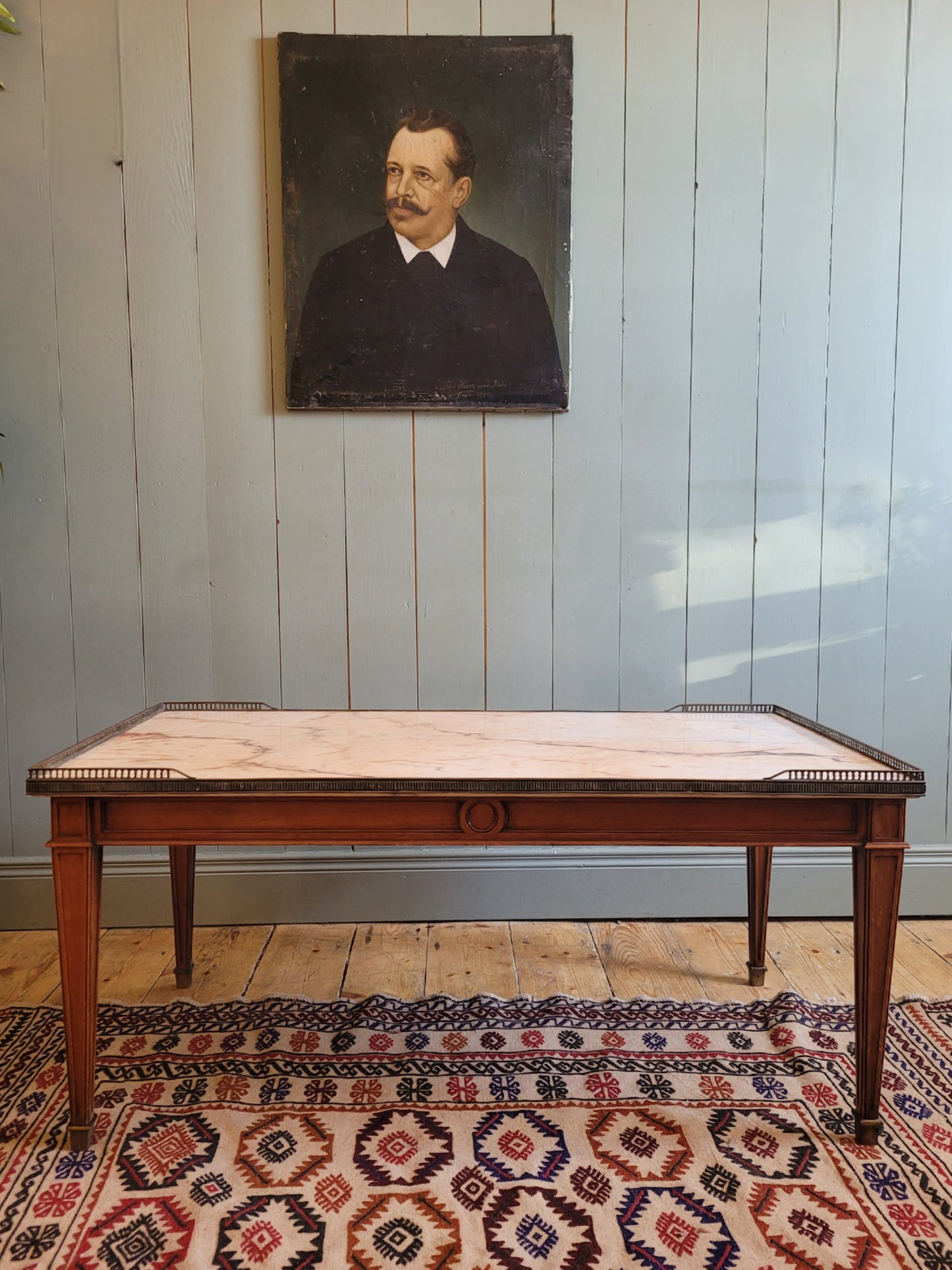 Marble and Mahogany Coffee Table