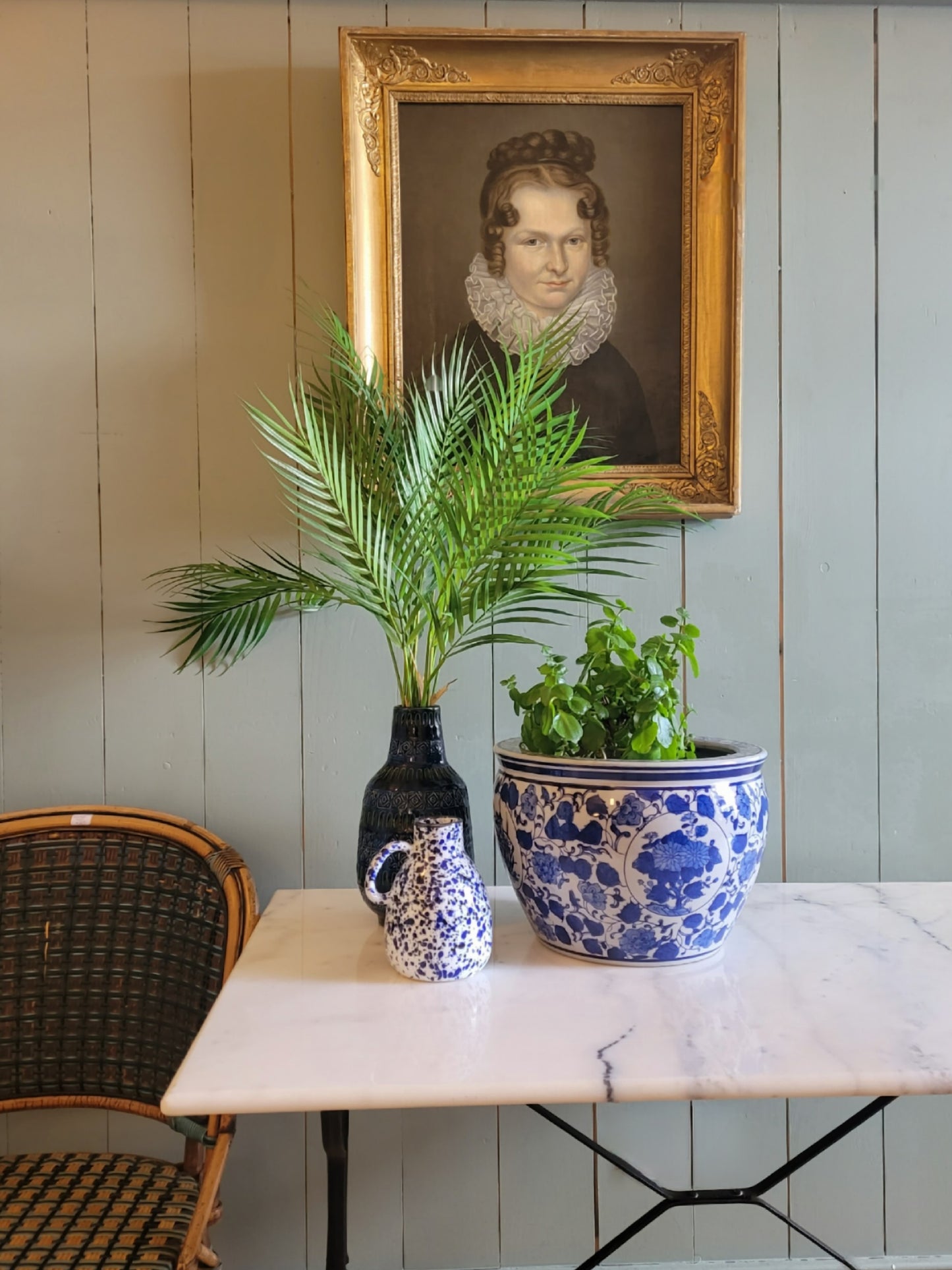 Marble and Cast Iron Console Table