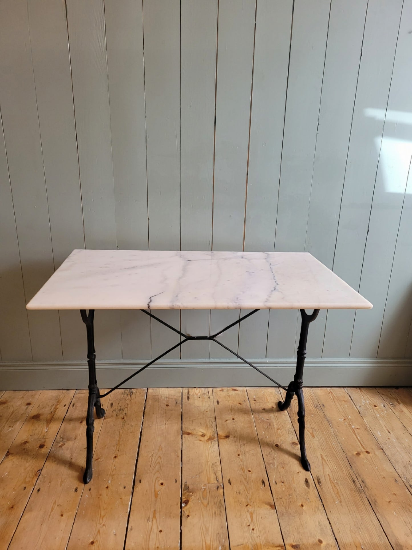 Marble and Cast Iron Console Table