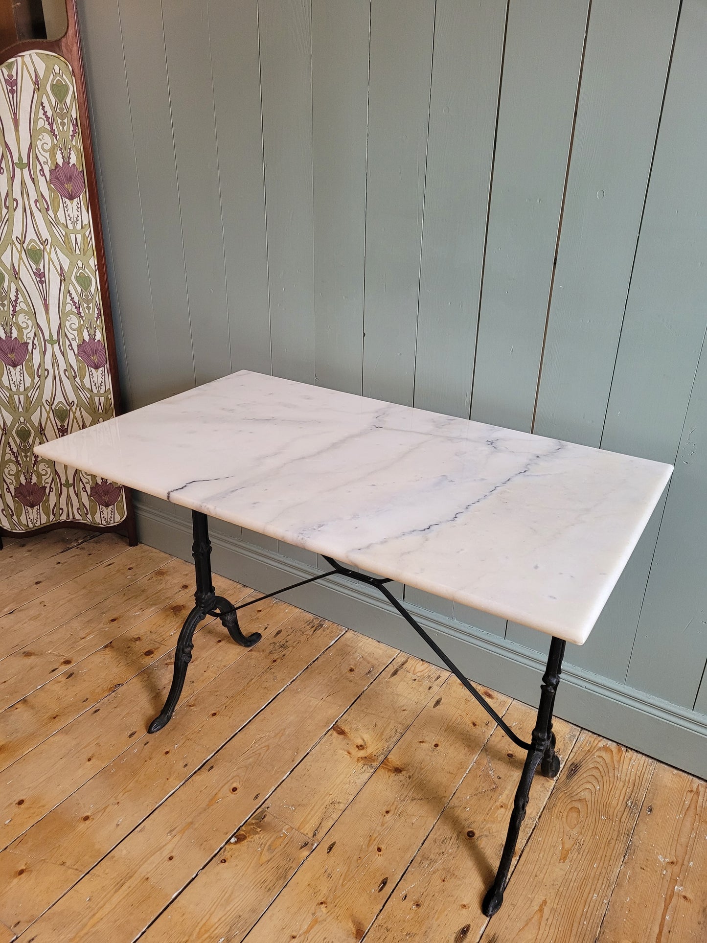 Marble and Cast Iron Console Table
