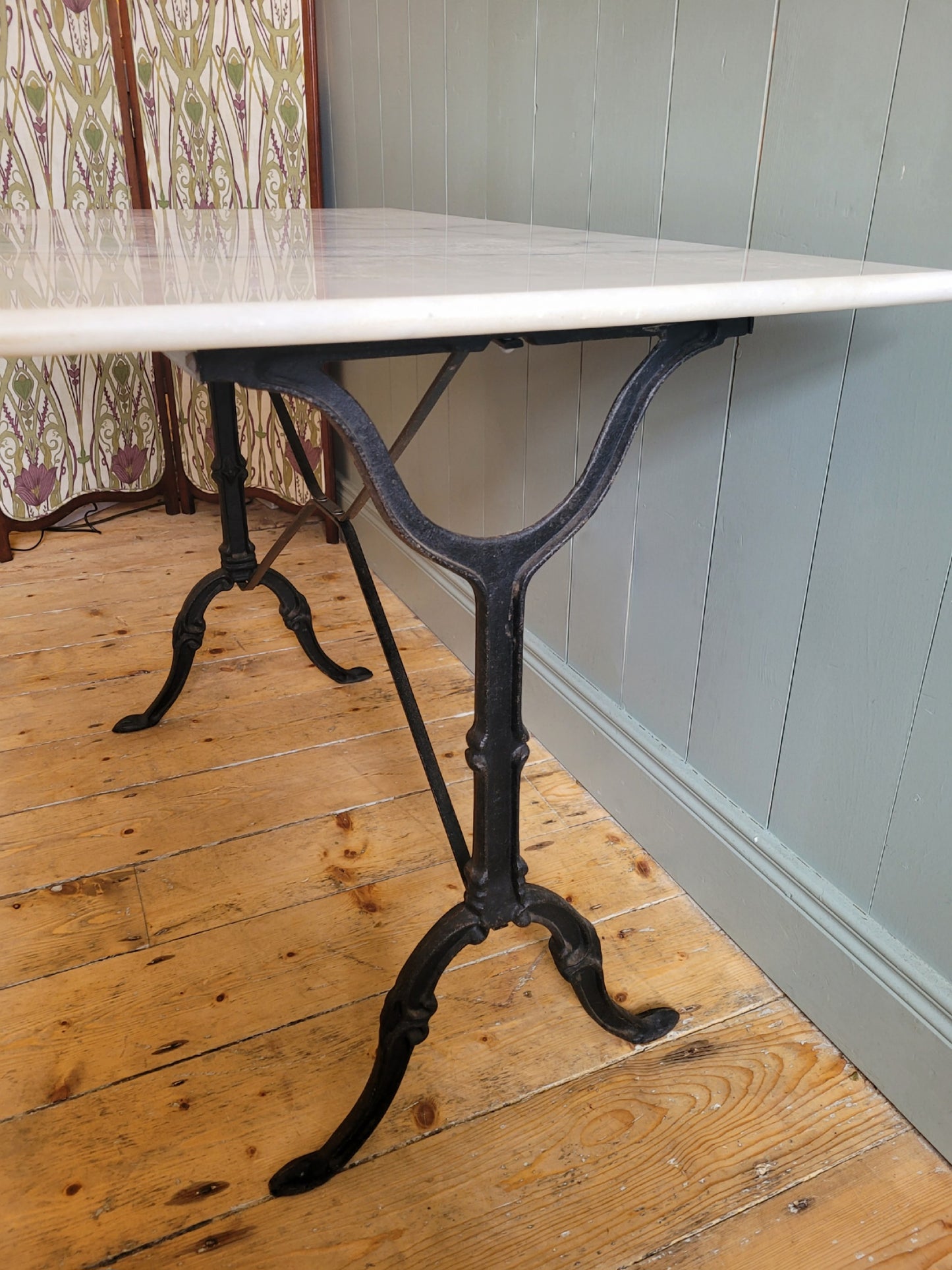 Marble and Cast Iron Console Table