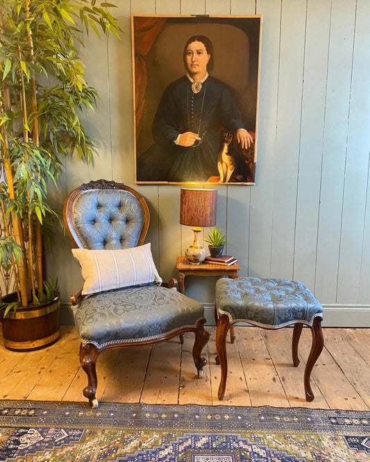 Matching set, Victorian Slipper Chair & Stool