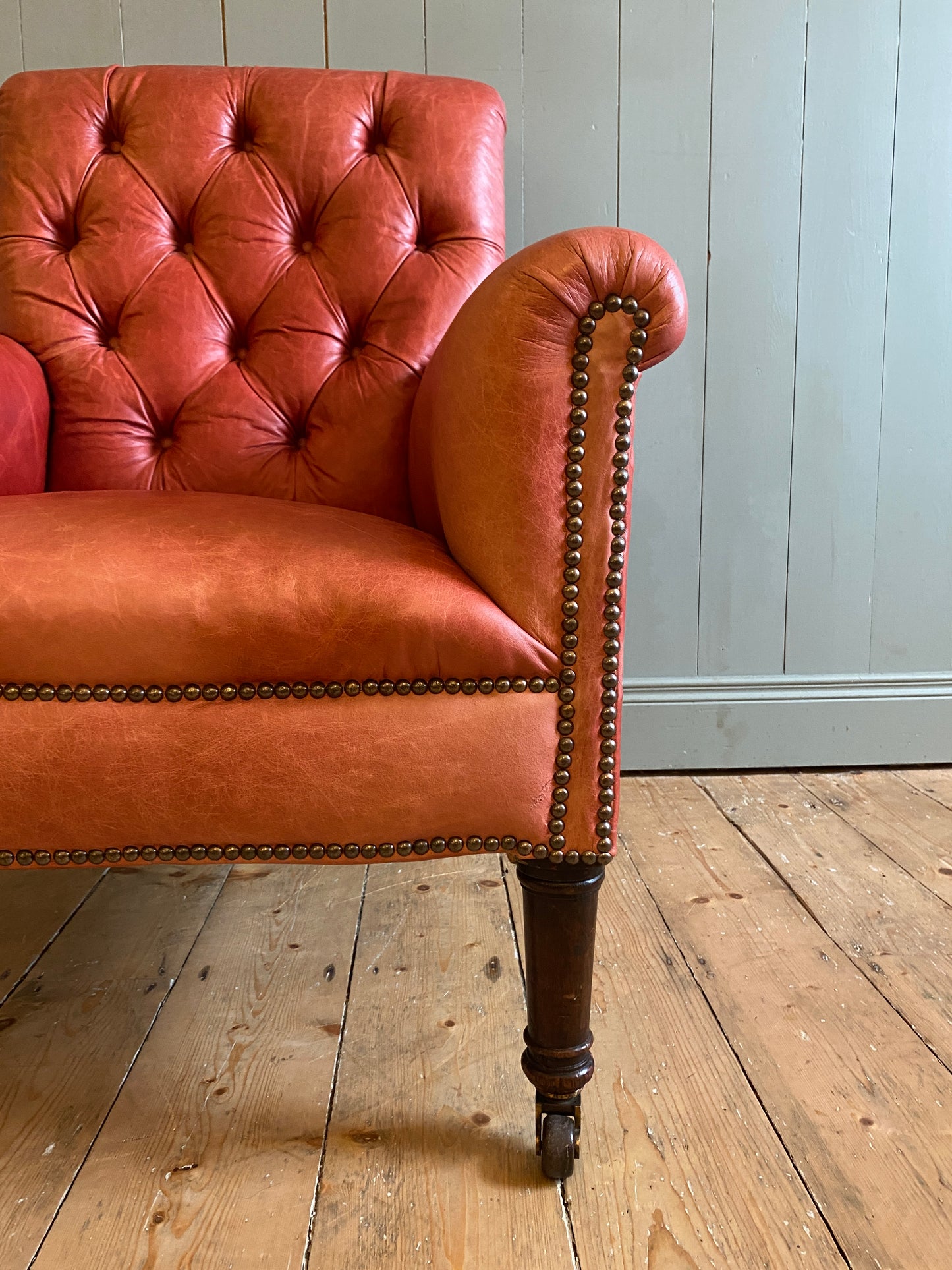 Mid Century Russet Red Leather Armchair
