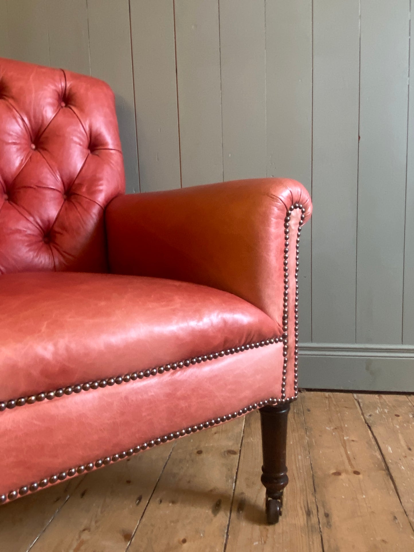 Mid Century Russet Red Leather Armchair