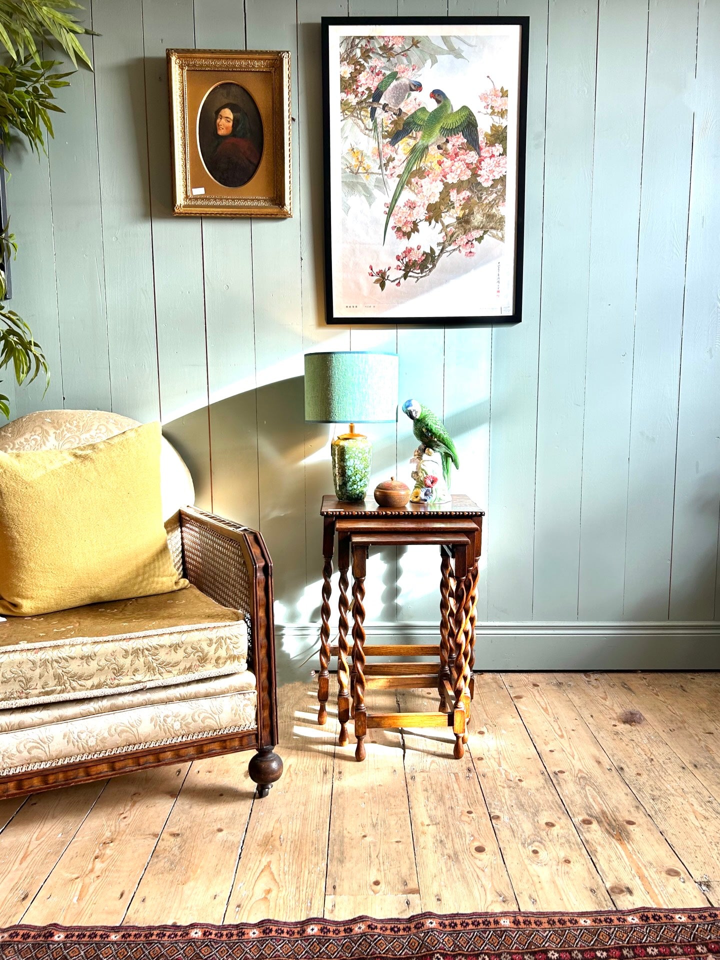 Oak Nest of Tables with Barley Twist Legs