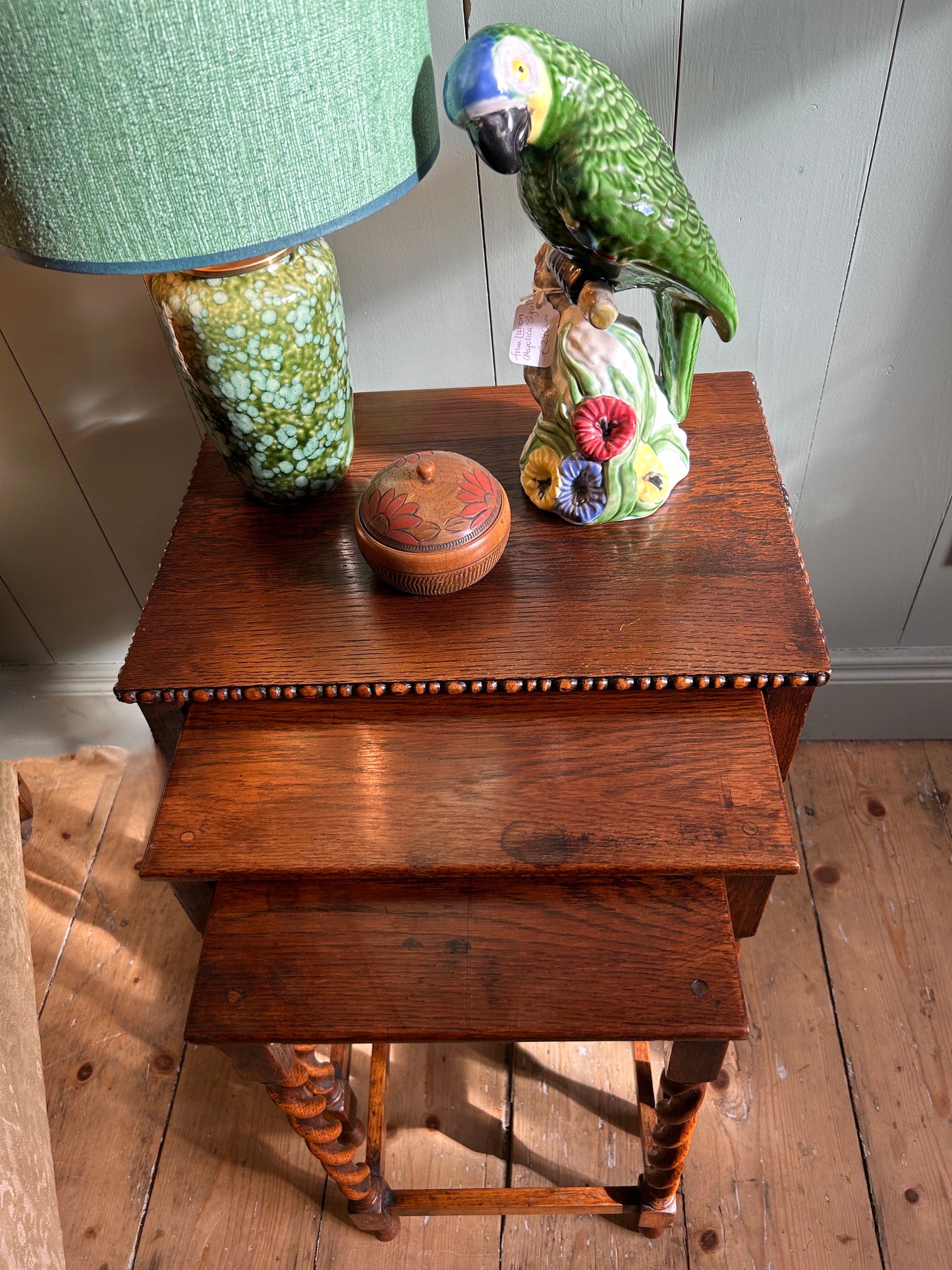 Oak Nest of Tables with Barley Twist Legs