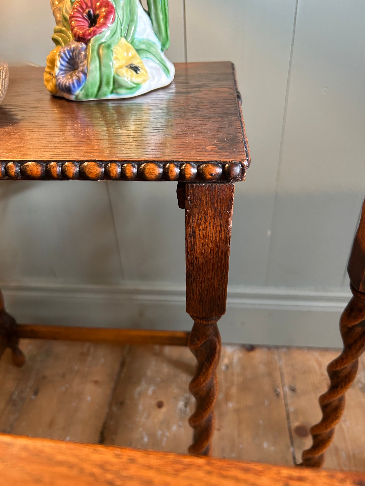 Oak Nest of Tables with Barley Twist Legs