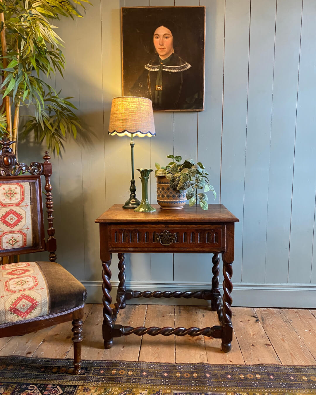 Oak Barley Twist Side Table