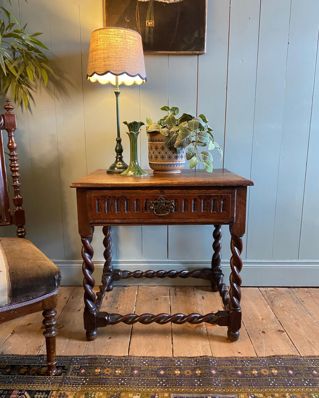 Oak Barley Twist Side Table
