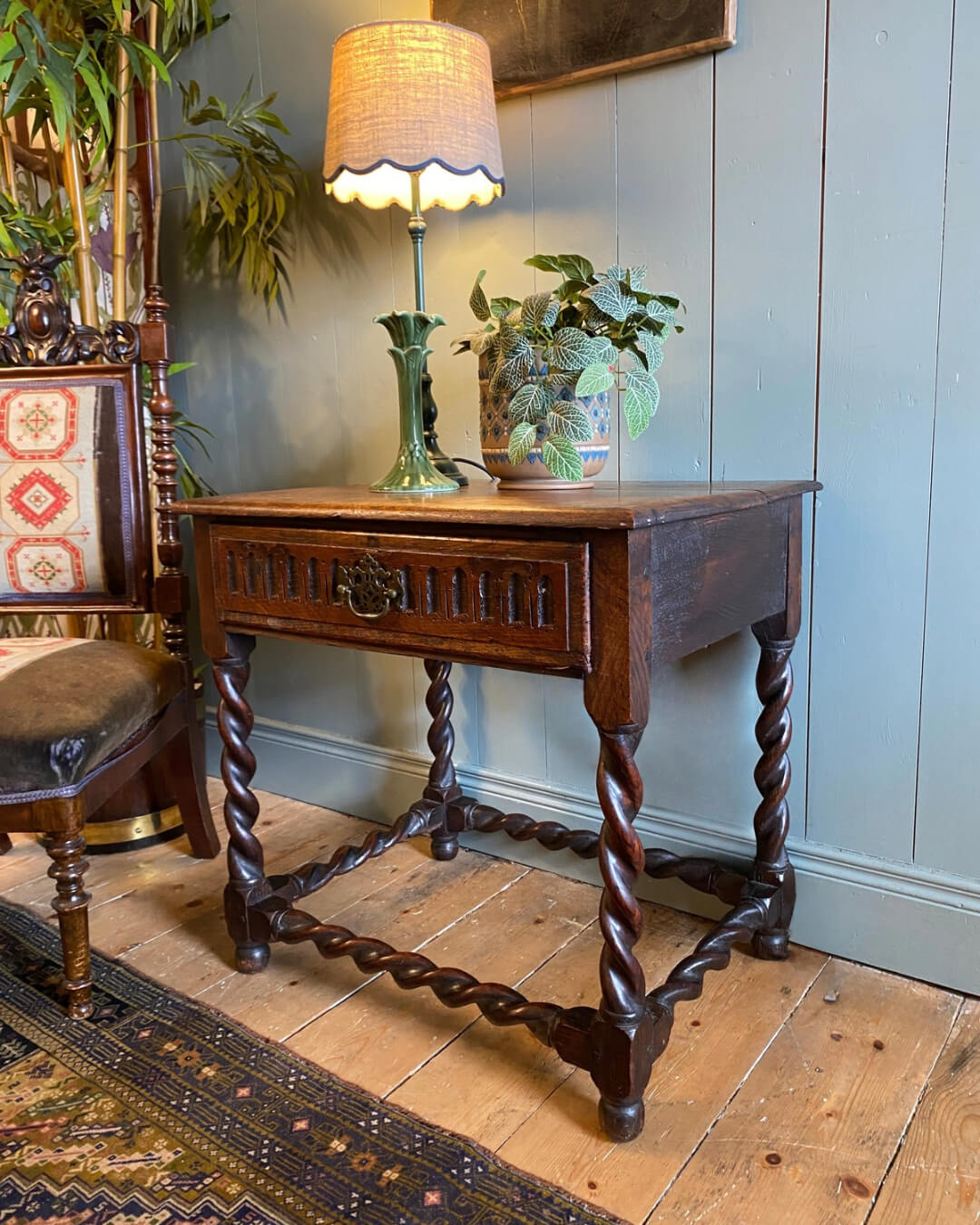 Oak Barley Twist Side Table