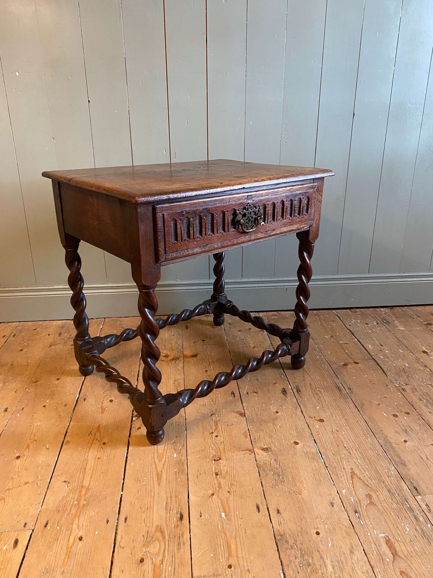 Oak Barley Twist Side Table