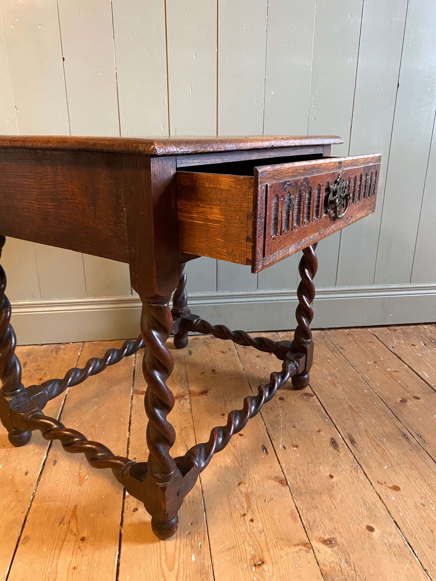 Oak Barley Twist Side Table