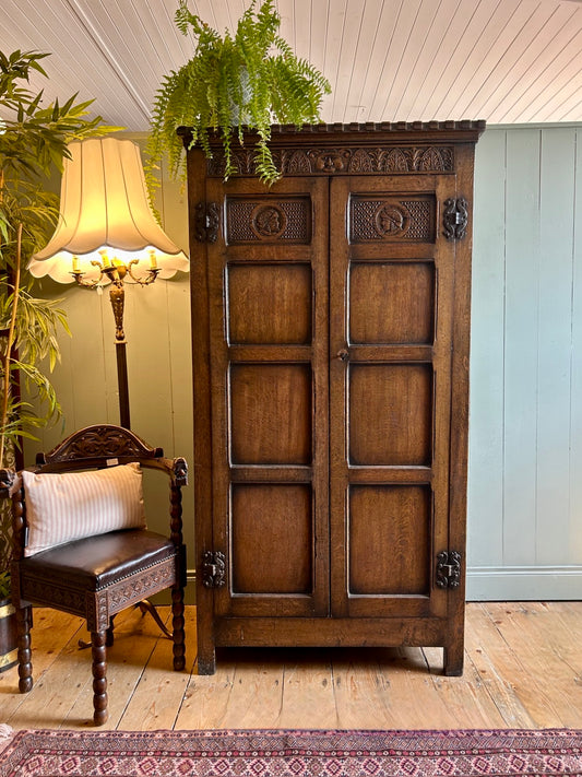 Jacobean Revival Oak Hallrobe