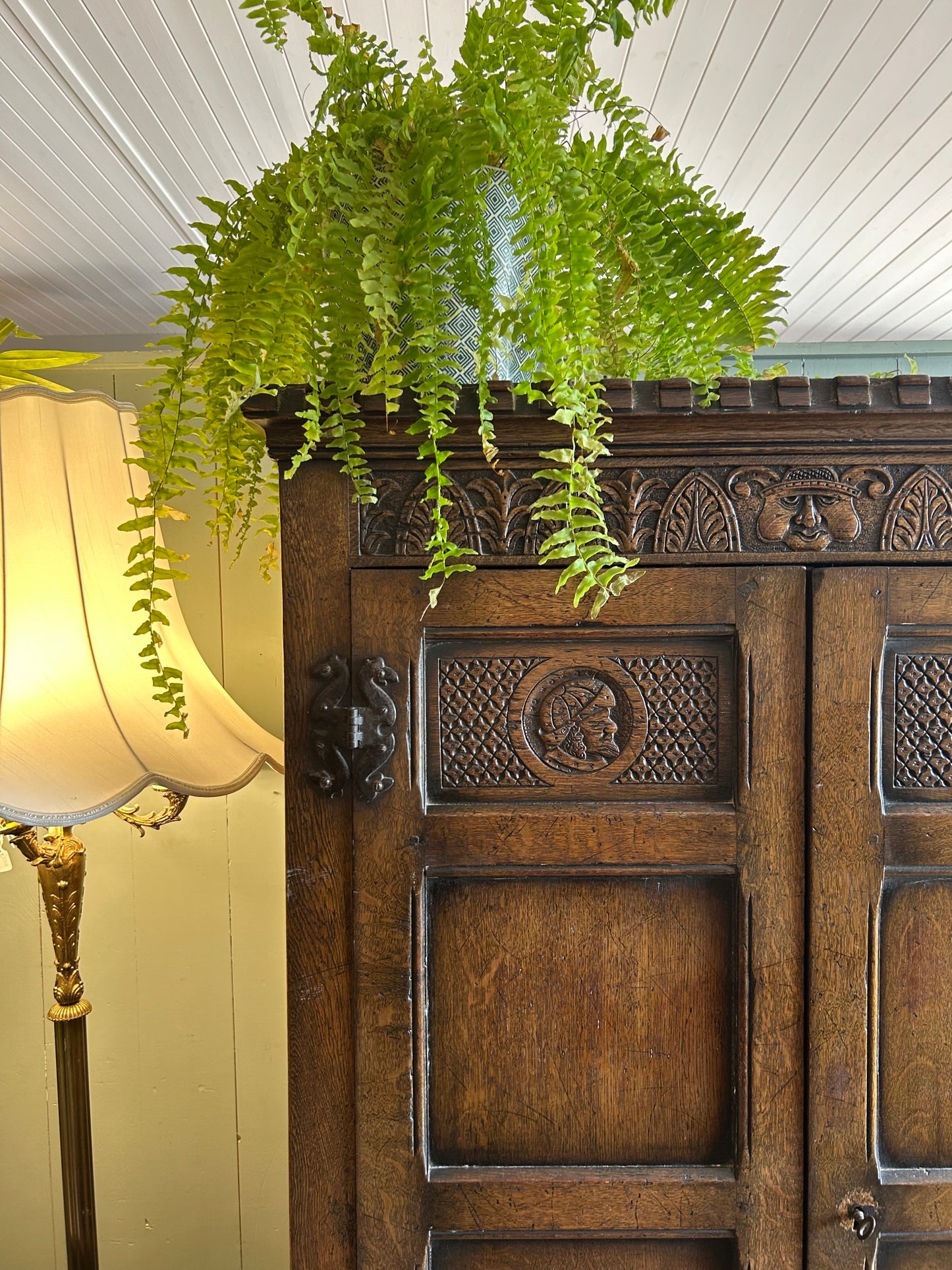 Jacobean Revival Oak Hallrobe