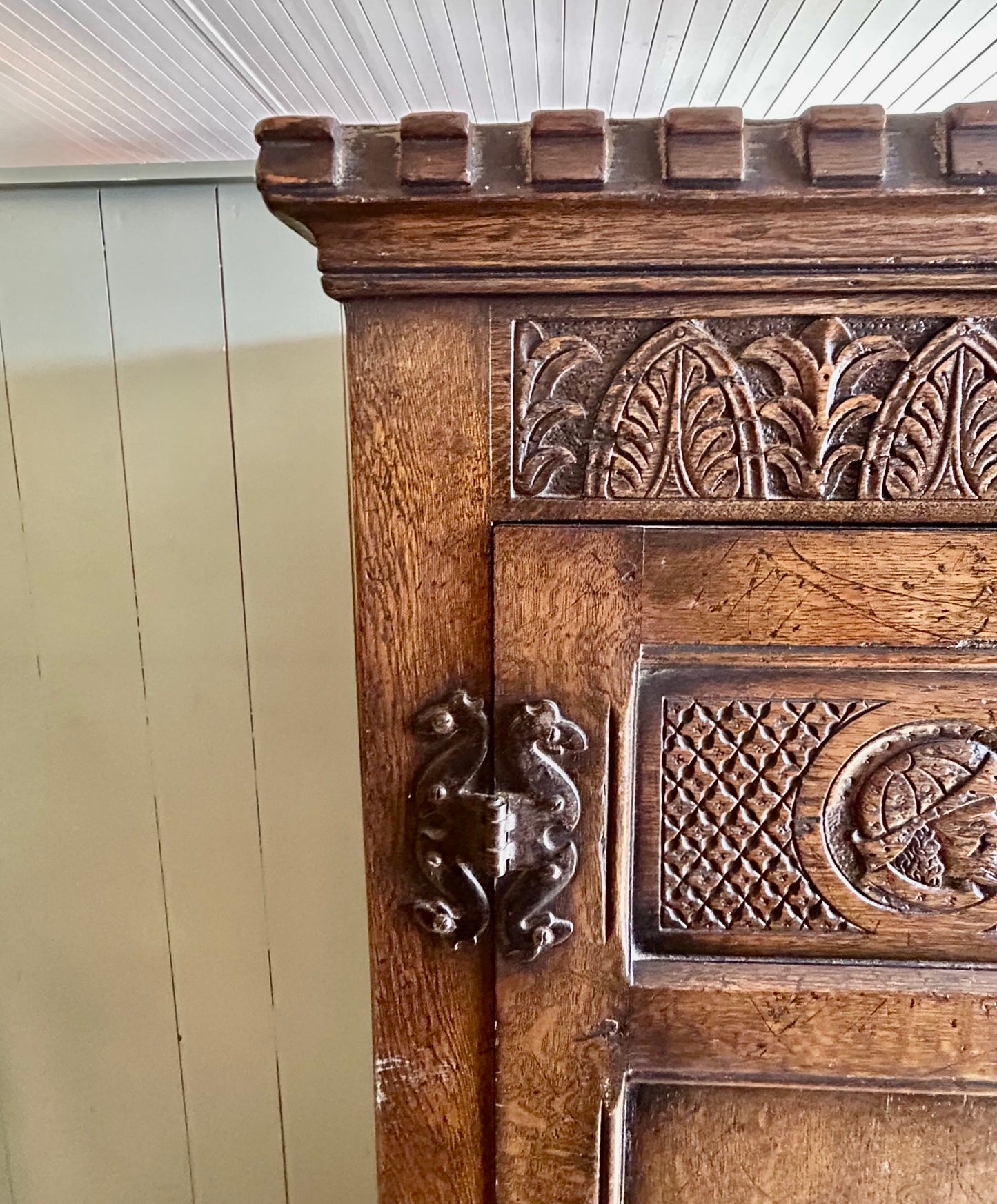 Jacobean Revival Oak Hallrobe