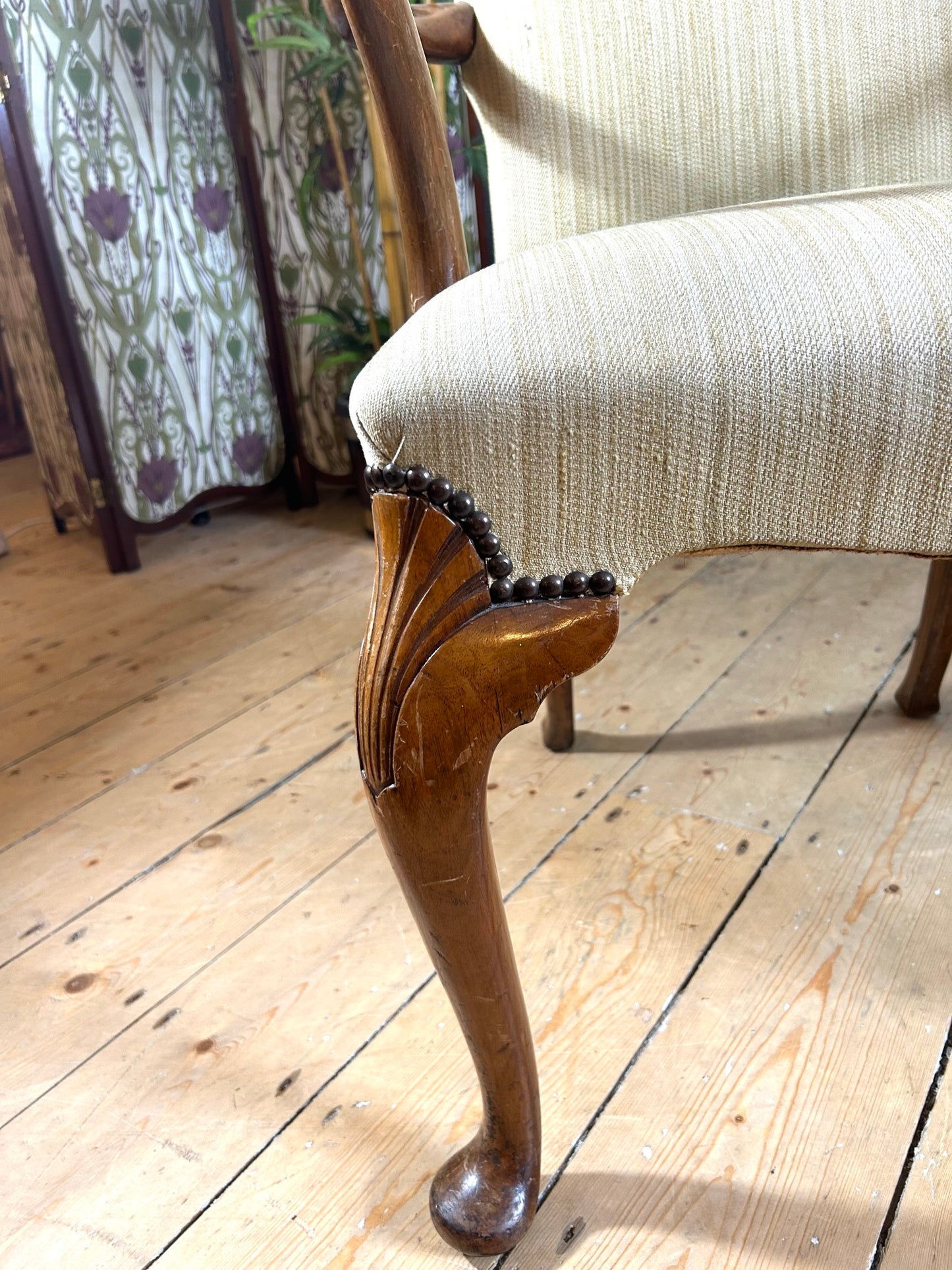 Pair of Carved Walnut Armchairs